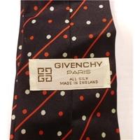 Givenchy Vintage Navy Blue and Red Spotted Tie