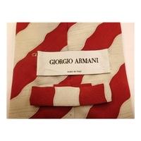Giorgio Armani Red and Silver Diagonal Stripe High Quality Silk Tie