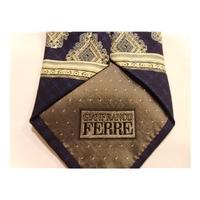 Gianfranco Ferre Silk Tie Blue With Elegant Cream Design