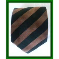 GIORGIO ARMANI - Green, Brown & Copper Diagonal Striped - Silk Tie