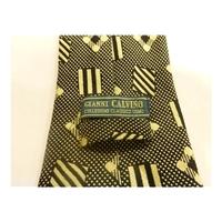 Gianni Calvino Silk Tie Black With Square Design