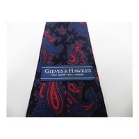 Gieves & Hawkes Blue Silk Tie With a Paisley Pattern