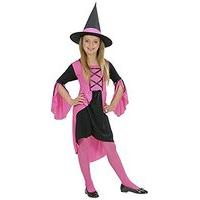 Girls Pink Witch Child 128cm Costume Small 5-7 Yrs (128cm) For Halloween Fancy