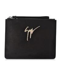 giuseppe zanotti suede logo clutch bag