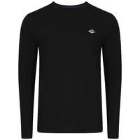 Gifford Crew Neck Long Sleeve Cotton Top in Black  Le Shark