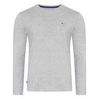 Gifford Crew Neck Long Sleeve Cotton Top in Light Grey Marl  Le Shark