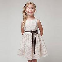 girls summer and spring cotton sleeveless lace pure color girdle dress