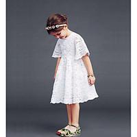 girls casualdaily solid dress cotton summer short sleeve