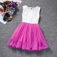 Girl\'s Pink / Purple / Red / White Dress , Lace Polyester Summer