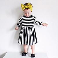 girls casualdaily striped dress cotton winter spring fall long sleeve