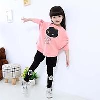 girls clothing set cotton blend spring fall pink gray