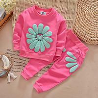 girls black pink red yellow gray clothing set floral polyester spring  ...