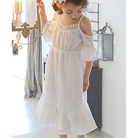 girls solid dress cotton summer short sleeve