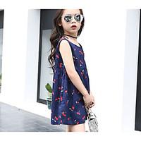 girls floral dress cotton summer spring fall sleeveless