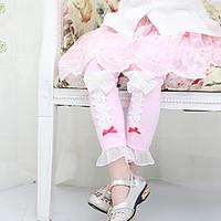 Girl\'s Cotton Spring/Autumn Cute Bowknot Lace Trim Leggings Pants