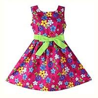 girls floral dress cotton summer spring purple