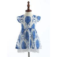 girls print lattice dress cotton summer sleeveless