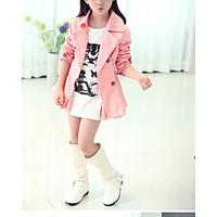 girls casualdaily solid trench coat cotton winter spring fall pink gra ...