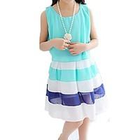 girls blue red dress ruffle cotton summer spring