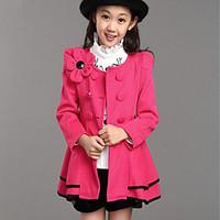 Girl\'s Casual/Daily Solid Suit Blazer, Cotton Winter / Fall Pink / Red