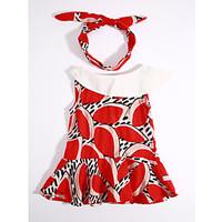 girls casualdaily color block print dress cotton summer