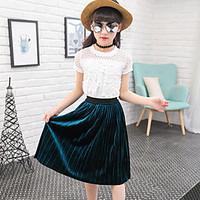 girls fashion and lovely hollow lace collar t shirt coat pleated skirt ...