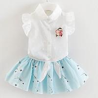 girls casualdaily floral clothing setcotton summer fall blue pink