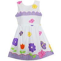Girls Dress Flower Butterfly Print Dresses Party Holiday Princess Children Clothes