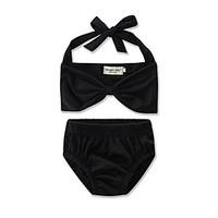 girls solid color split swimsuit swimwear baby kids camisole black swi ...