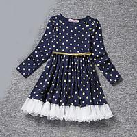 girls blue pink dress dot polyester all seasons