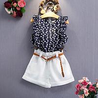 Girl Casual/Daily Floral Sets, Rayon Summer Sleeveless Clothing Set