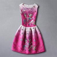 girls print dress rayon summer spring fall sleeveless