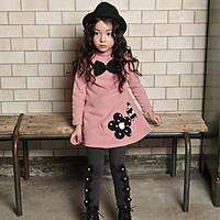 Girl\'s Cotton Fashion casual/Daily Spring/Autumn Cartoon Print Long Sleeve Bowknot T-shirt And Leggings Pants Two-piece Set