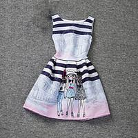 Girl\'s Pink Dress, Cartoon Polyester Summer