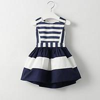 Girl\'s Striped Dress, Cotton Summer Sleeveless