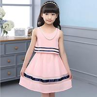 girls casualdaily beach holiday solid striped dress polyester summer s ...