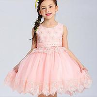 girls solid floral dress cotton polyester summer spring sleeveless