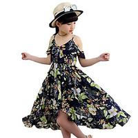 girls floral dress polyester summer sleeveless