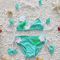 girls cute handmake floral fringe bikini set