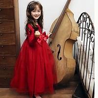 girls purple red dress lace bow polyester all seasons