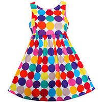 Girls Dress Colorful Dot Belt Dresses 100% Cotton Party Birthday Casual Baby Kids Clothing