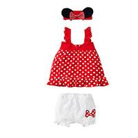 Girl\'s Pink / Red Clothing Set Cotton Summer