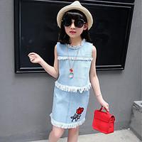 girls casualdaily holiday solid print embroidered sets cotton summer s ...