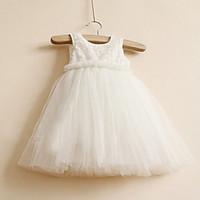 girls casualdaily solid dress polyester summer pink white