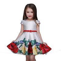 girls multi color dress floral polyester summer