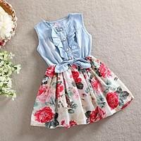 girls summerspringfall micro elastic medium sleeveless dresses cotton