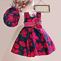 girls flower print sleeveless dress cotton summer spring red flower kn ...