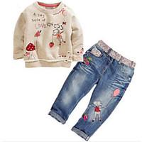 Girl\'s Cotton Blend Jeans/Clothing Set Spring/Fall Long Sleeve