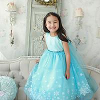 girls blue dress floral polyester summer