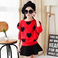 girls casualdaily print clothing set polyester spring fall black red